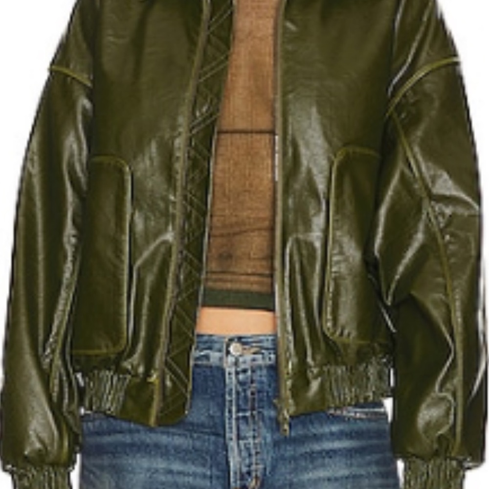 CULTNAKED Peridot Faux Leather Bomber Jacket